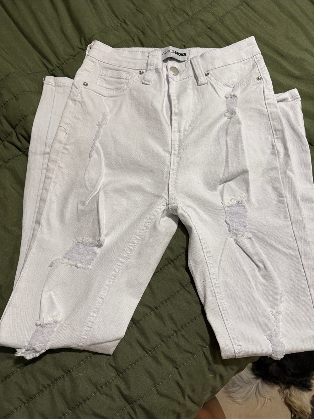 Fashion Nova White Ripped High-Rise Skinny Jeans